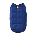 Veste chaude pour chien bleu marine matelassée avec anneau de fixation et col côtelé Oscar et Plume