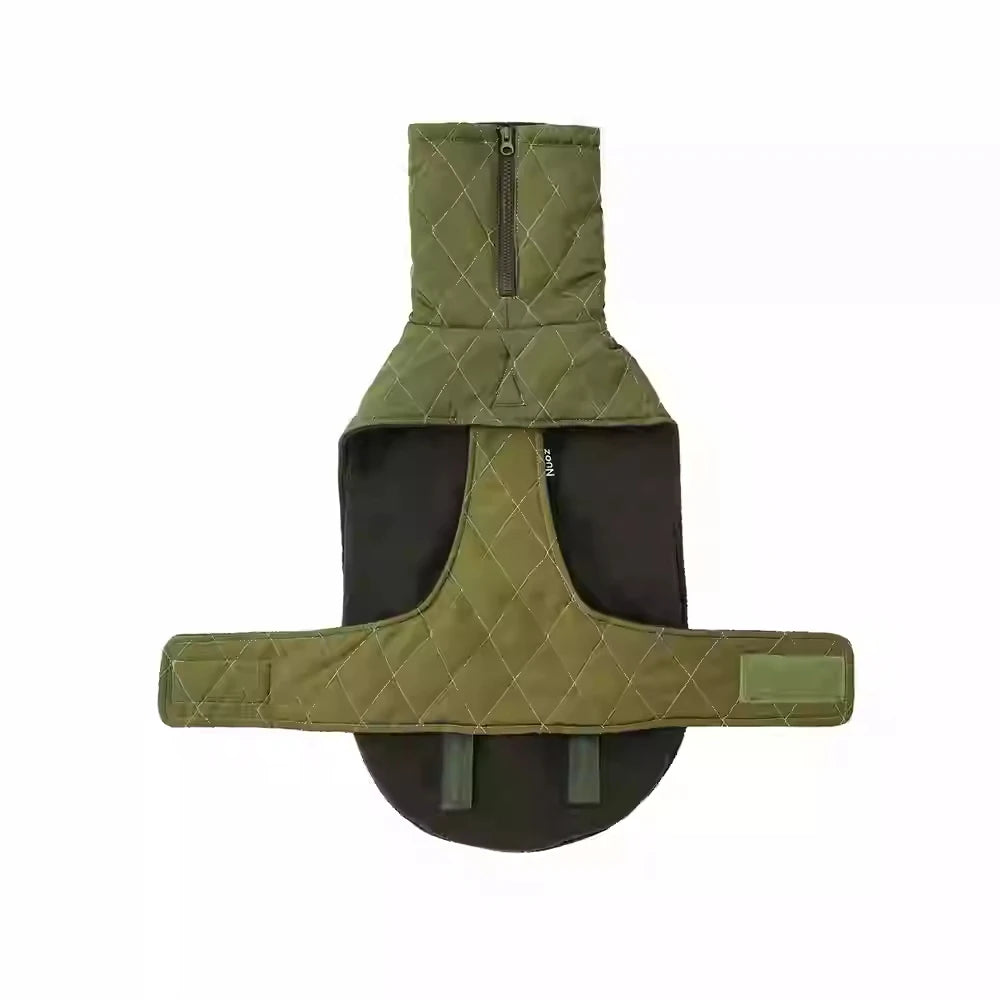 Veste élégante pour lévrier en tissu matelassé avec col haut pour l'hiver