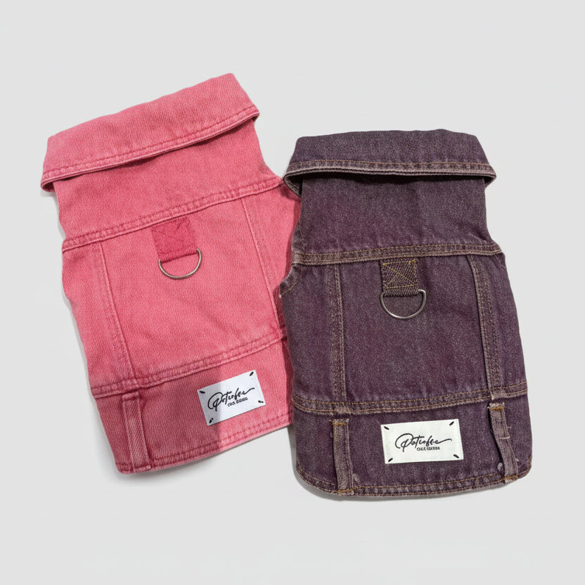 Ensemble de vestes en jean pour chien, rose et violet, pour des promenades élégantes