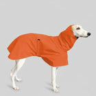 Veste imperméable pour lévrier orange couvrant le corps et la tête pour protection contre la pluie