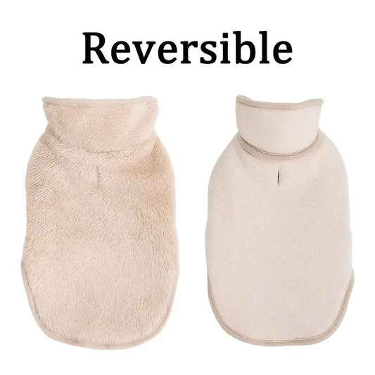 Veste polaire pour chat réversible en beige douce et confortable pour les journées froides
