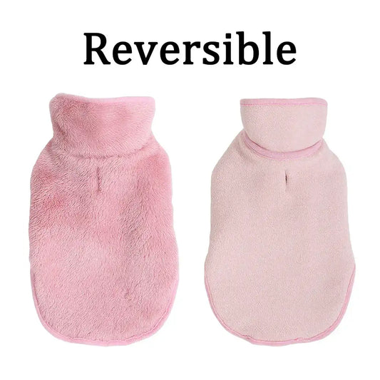Veste polaire pour chat réversible en rose, douce et confortable pour l'hiver