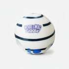 Balle sonore pour chien Oscar et Plume blanche avec motifs bleus et noirs pour jeu interactif