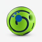 Balle sonore pour chien verte avec motifs bleus pour jouer et attirer l'attention
