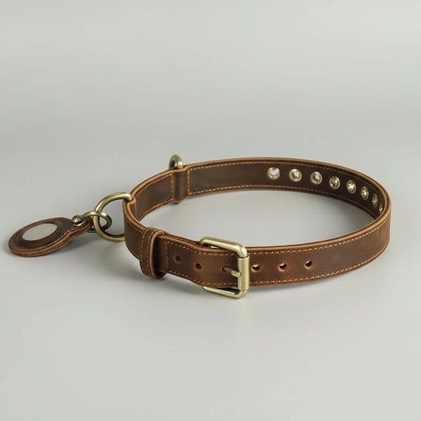 Collier cuir chien avec Airtag, résistant et confort | Oscar et Plume